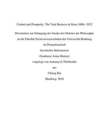 خرید و دانلود نسخه کامل کتاب Control and Prosperity: The Teak Business in Siam 1880s–1932