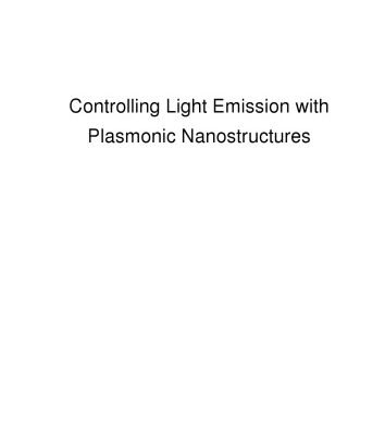 خرید و دانلود نسخه کامل کتاب Controlling light emission with plasmonic nanostructures