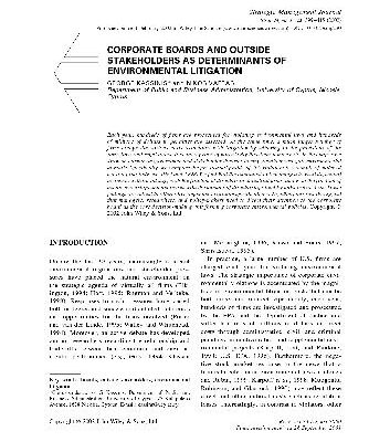 خرید و دانلود نسخه کامل کتاب Corporate Boards and Outside Stakeholders as Determinants of Env Litig