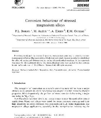 خرید و دانلود نسخه کامل کتاب Corrosion Behaviuor Of Stressed Magnesium Alloys