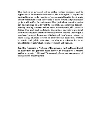 خرید و دانلود نسخه کامل کتاب Cost-Benefit Analysis of Environmental Change