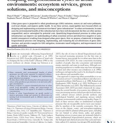 خرید و دانلود نسخه کامل کتاب Coupling biogeochemical cycles in urban environments: ecosystem services, green solutions, and misconceptions