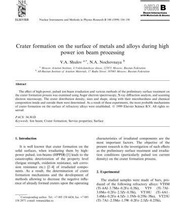 خرید و دانلود نسخه کامل کتاب Crater formation on the surface of metals and alloys during high power ion beam processing