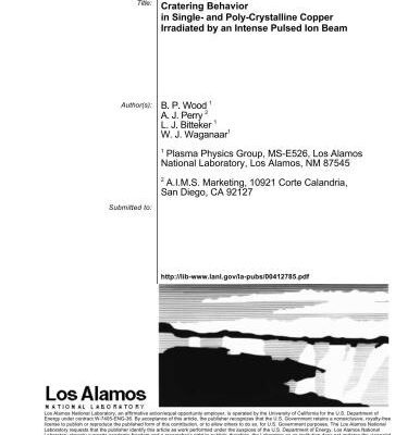 خرید و دانلود نسخه کامل کتاب Cratering Behavior in Single – and Poly-Crystalline Copper Irradiated by an Intense Pulsed Ion Beam