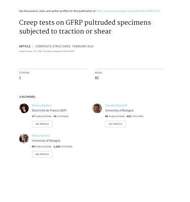 خرید و دانلود نسخه کامل کتاب Creep tests on GFRP pultruded specimens subjected to traction or shear