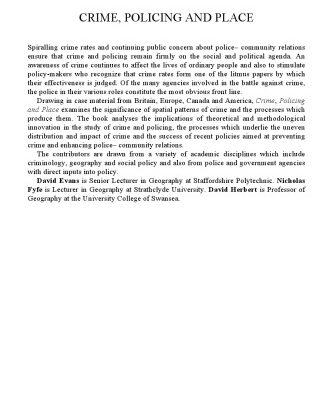 خرید و دانلود نسخه کامل کتاب Crime, Policing and Place: Essays in Environmental Criminology