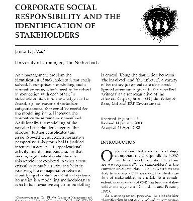 خرید و دانلود نسخه کامل کتاب CSR and Identification of Stakeholders