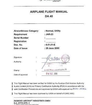 خرید و دانلود نسخه کامل کتاب DA40 Diamond Star: Airplane Flight Manual