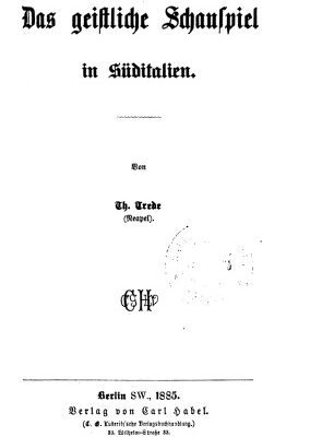 خرید و دانلود نسخه کامل کتاب Das geistliche Schauspiel im südlichen Italien