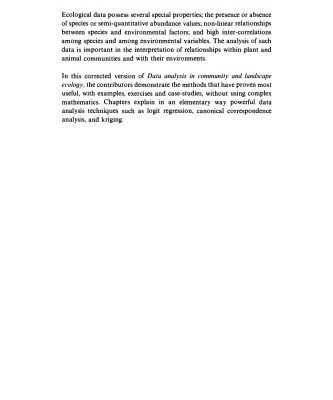 خرید و دانلود نسخه کامل کتاب Data Analysis in Community and Landscape Ecology