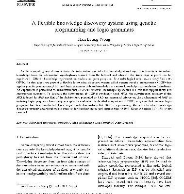 خرید و دانلود نسخه کامل کتاب Decision Support Systems 31 405-428 A flexible knowledge discovery system using genetic programming and logic grammars