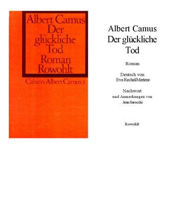 خرید و دانلود نسخه کامل کتاب Der glückliche Tod. (Cahiers Albert Camus 1).