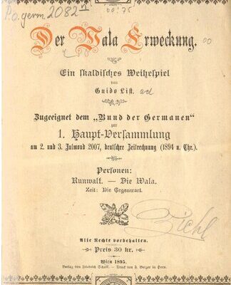 خرید و دانلود نسخه کامل کتاب Der Wala Erweckung ; zugeeignet dem “Bund der Germanen” am 2. und 3. Julmond 2007, deutscher Zeitrechnung (1894 n. Chr.)