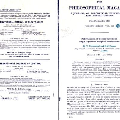 خرید و دانلود نسخه کامل کتاب Determination of the Slip Systems in Single Crystals of Tungsten Monocarbide