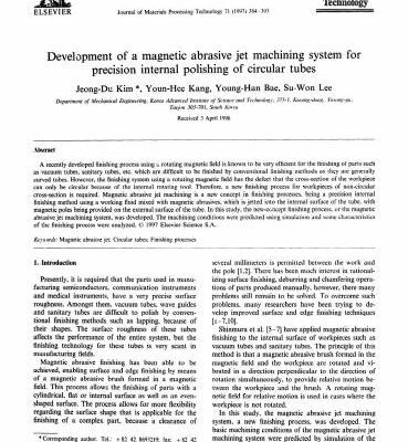 خرید و دانلود نسخه کامل کتاب Development of a magnetic abrasive jet machining system for precision internal polishing of circular tubes
