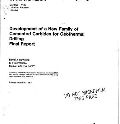 خرید و دانلود نسخه کامل کتاب Development of a New Femily of Cemented Carbides for Geothermal Drilling. Final Report