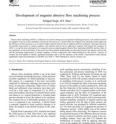 خرید و دانلود نسخه کامل کتاب Development of magneto abrasive flow machining process