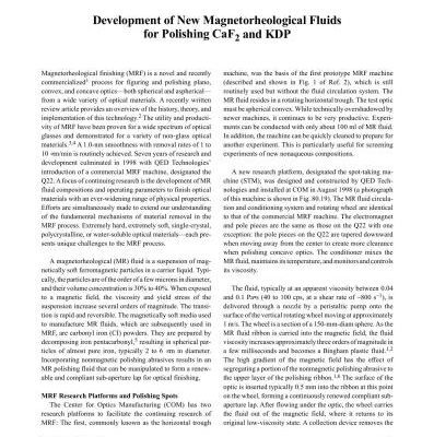 خرید و دانلود نسخه کامل کتاب Development of new magnetorheological fluids for polishing CaF2 and KDP