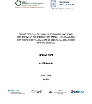 خرید و دانلود نسخه کامل کتاب Diagnóstico cualitativo de la responsabilidad social corporativa en Toromocho y Las Bambas: Explorando las contribuciones a la igualdad de género y al desarrollo económico local. Informe Final