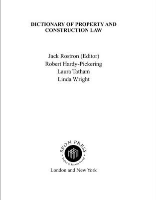 خرید و دانلود نسخه کامل کتاب Dictionary of Property and Construction Law