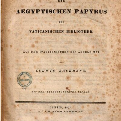 خرید و دانلود نسخه کامل کتاب Die ägyptischen Papyrus der Vatikanischen Bibliothek