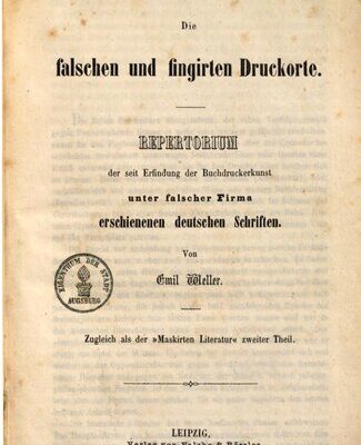 خرید و دانلود نسخه کامل کتاب Die falschen und fingierten Druckorte. Repertorium der seit der Erfindung der Buchdruckerkunst unter falscher Firma erschienenen deutschen Schriften