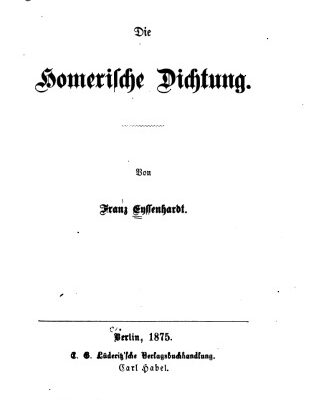 خرید و دانلود نسخه کامل کتاب Die Homerische Dichtung