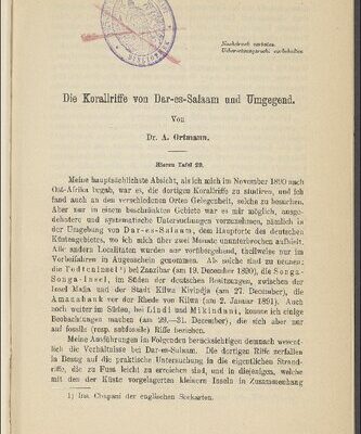 خرید و دانلود نسخه کامل کتاب Die Korallriffe von Dar-es-Salaam [Daressalam] und Umgegend
