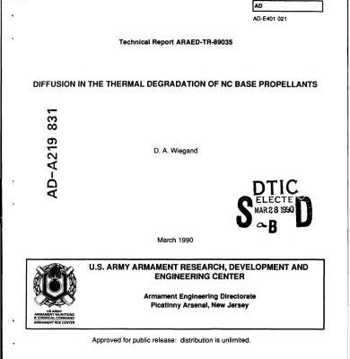 خرید و دانلود نسخه کامل کتاب Diffusion in the thermal degradation of NC base propellants