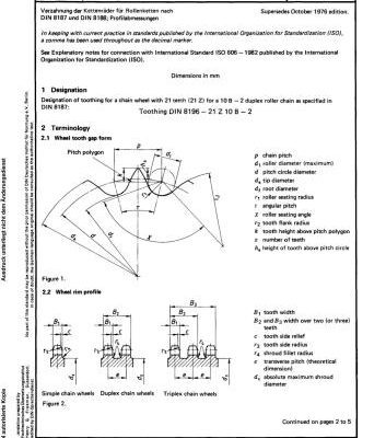خرید و دانلود نسخه کامل کتاب DIN 8196-1:1987-03 Toothing of chain wheels for roller chains as specified in DIN 8187 and DIN 8188