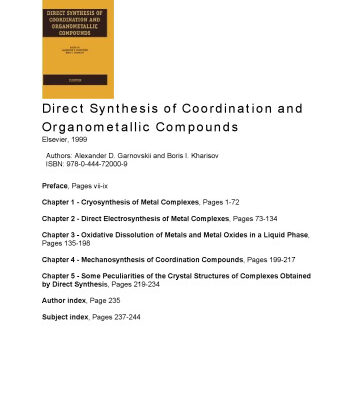 خرید و دانلود نسخه کامل کتاب Direct Synthesis of Coordination and Organometallic Compounds