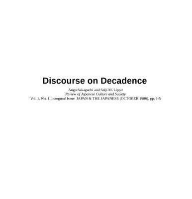 خرید و دانلود نسخه کامل کتاب Discourse on Decadence