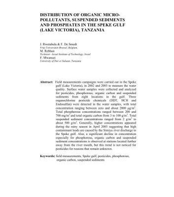خرید و دانلود نسخه کامل کتاب Distribution of organic micro-pollutants, suspended sediments and phosphates in the Speke Gulf (lake Victoria), Tanzania
