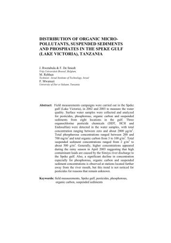 خرید و دانلود نسخه کامل کتاب Distribution of organic micro-pollutants, suspended sediments and phosphates in the Speke Gulf (lake Victoria), Tanzania_68ea6f7b3ee8a.jpeg خرید و دانلود نسخه کامل کتاب Distribution of organic micro-pollutants, suspended sediments and phosphates in the Speke Gulf (lake Victoria), Tanzania