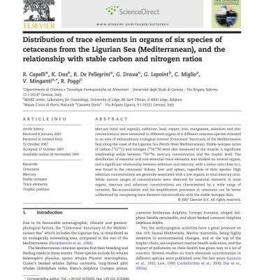 خرید و دانلود نسخه کامل کتاب Distribution of trace elements in organs of six species of cetaceans from the Ligurian Sea (Mediterranean), and the relationship with stable carbon and nitrogen ratios