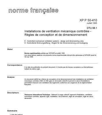 خرید و دانلود نسخه کامل کتاب DTU 68.1 Installations de ventilation mécanique contrôlée – Règles de conception et de dimensionnement