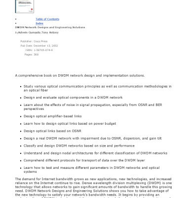 خرید و دانلود نسخه کامل کتاب DWDM network designs and engineering solutions