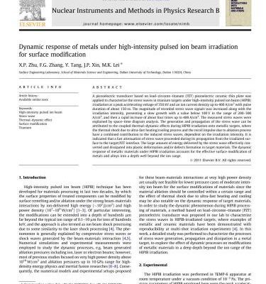 خرید و دانلود نسخه کامل کتاب Dynamic response of metals under high-intensity pulsed ion beam irradiation for surface modification