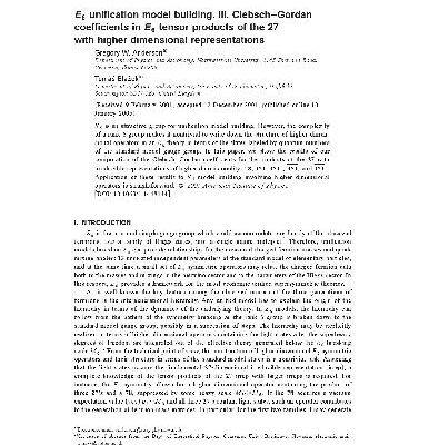 خرید و دانلود نسخه کامل کتاب E6 unification model building. III. Clebsch-Gordan coefficients in E6 tensor products of the 27 with higher dimensional representations