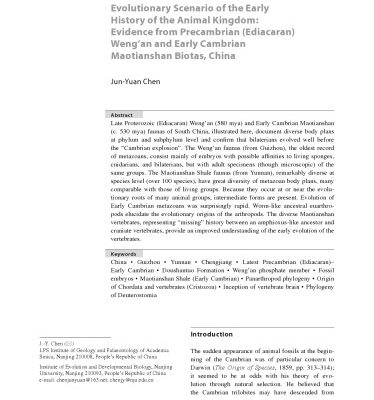 خرید و دانلود نسخه کامل کتاب Earth and life : global biodiversity, extinction intervals and biogeographic perturbations through time – Evolutionary Scenario of the Early History of the Animal Kingdom: Evidence fromPrecambrian (Ediacaran) Weng’an and Early Cambrian Maotianshan Biotas, China