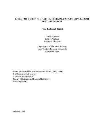 خرید و دانلود نسخه کامل کتاب Effect of design factors on thermal fatique cracking of die casting dies