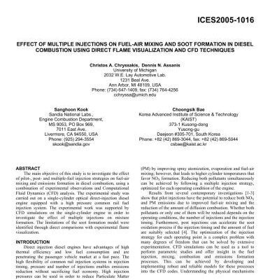 خرید و دانلود نسخه کامل کتاب Effect of Multiple Injections on Fuel-Air Mixing and Soot Formation in Diesel Combustion Using Direct Flame Visualization and CFD techniques