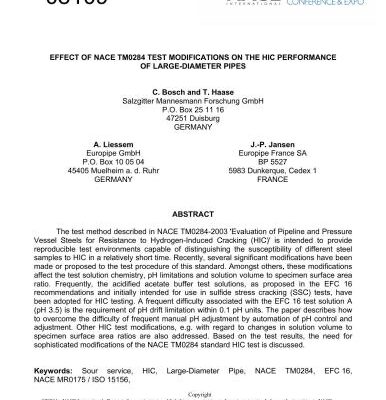 خرید و دانلود نسخه کامل کتاب Effect of NACE TM0284 test modifications on the HIC performance of Large-Diameter Pipes
