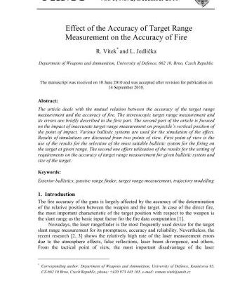 خرید و دانلود نسخه کامل کتاب Effect of the accuracy of target range measurement on the accuracy of fire