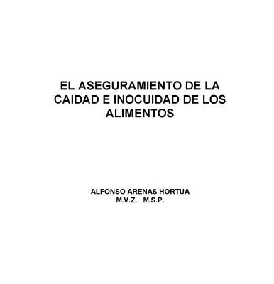 خرید و دانلود نسخه کامل کتاب El aseguramiento de la calidad e inocuidad de los alimentos
