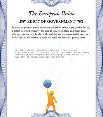 خرید و دانلود نسخه کامل کتاب EN 1991-3: 2006 Eurocode 1 – Actions on structures – Part 3: Actions induced by cranes and machinery
