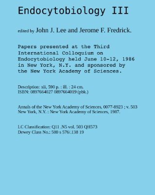 خرید و دانلود نسخه کامل کتاب Endocytobiology III (Annals of the New York Academy of Sciences, 503)