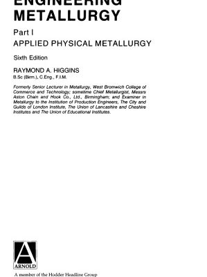 خرید و دانلود نسخه کامل کتاب Engineering Metallurgy: Part 1
