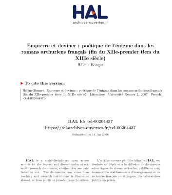 خرید و دانلود نسخه کامل کتاب Enquerre et deviner : poétique de l’énigme dans les romans arthuriens français (fin du XIIe-premier tiers du XIIIe siècle