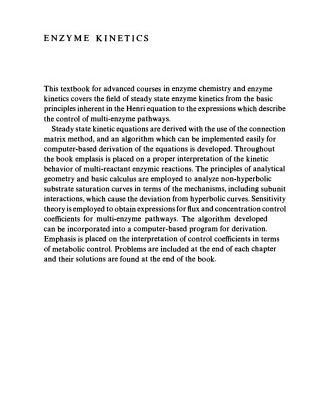 خرید و دانلود نسخه کامل کتاب Enzyme Kinetics: From Diastase to Multi-enzyme Systems